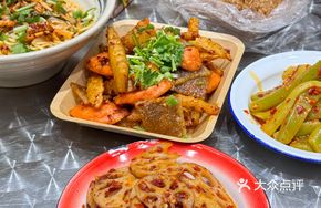 Potato, Sweet Potato Skin, and Sausage Trio