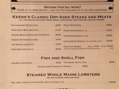 菜单-Keens Steakhouse