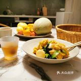 一人食之鲜虾仁青菜炒年糕
