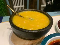 咸蛋黄煲米捞虾滑-付掌柜在成都·热炒砂锅集(金禾店)