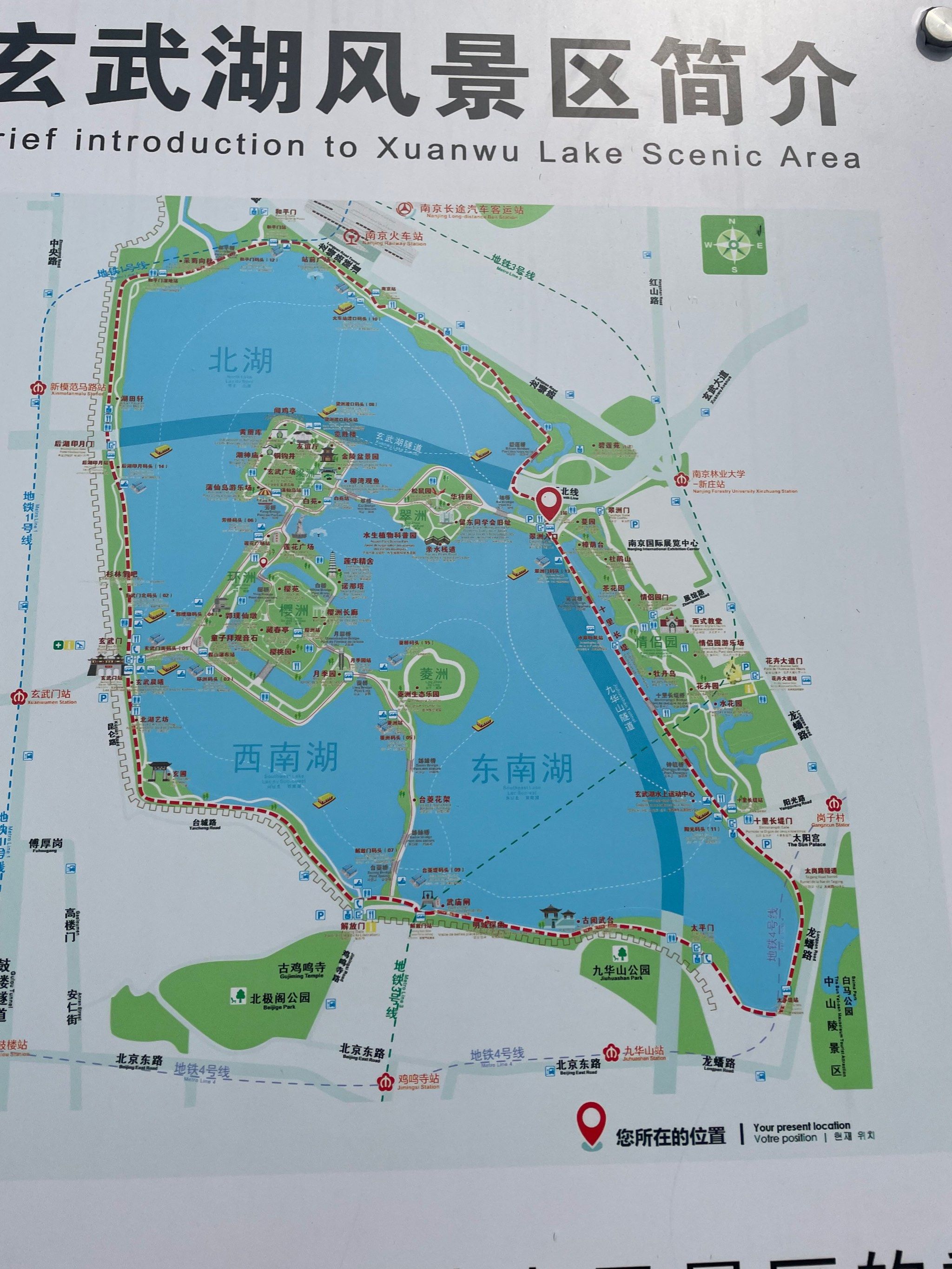 玄武湖游玩路线图