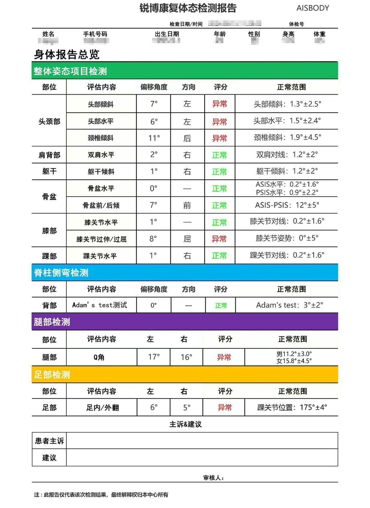 北京体态评估检测体态检测