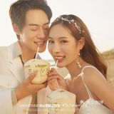 暖色系水景黄昏婚纱照