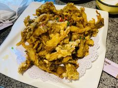 椒盐平菇-华盛园卷子王农家菜水库鱼
