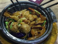 鱼香茄子肉丸煲-百福麵家(新馬路店)