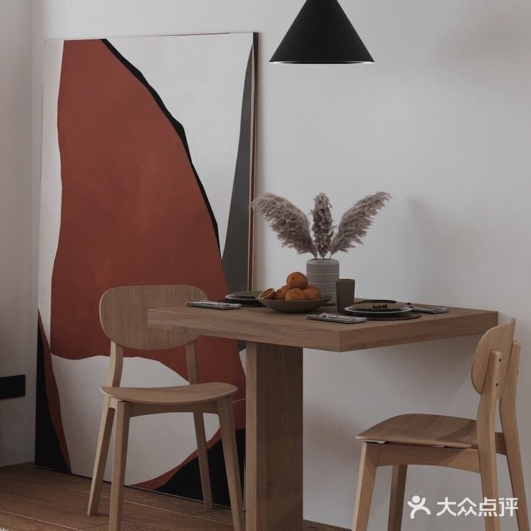 原木＋橙色 简约雅致的感觉