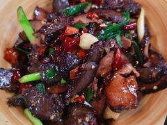 猪血丸子炒腊牛肉-东安鸡馆(蔡锷南路店)