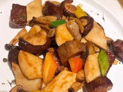 红烧蘑菇牛肉粒-台山美食一绝阿四台山黄鳝饭(阿四创作店)