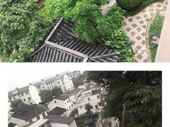 下雨天在图书馆窗户向下看-苏州图书馆(人民路总馆)