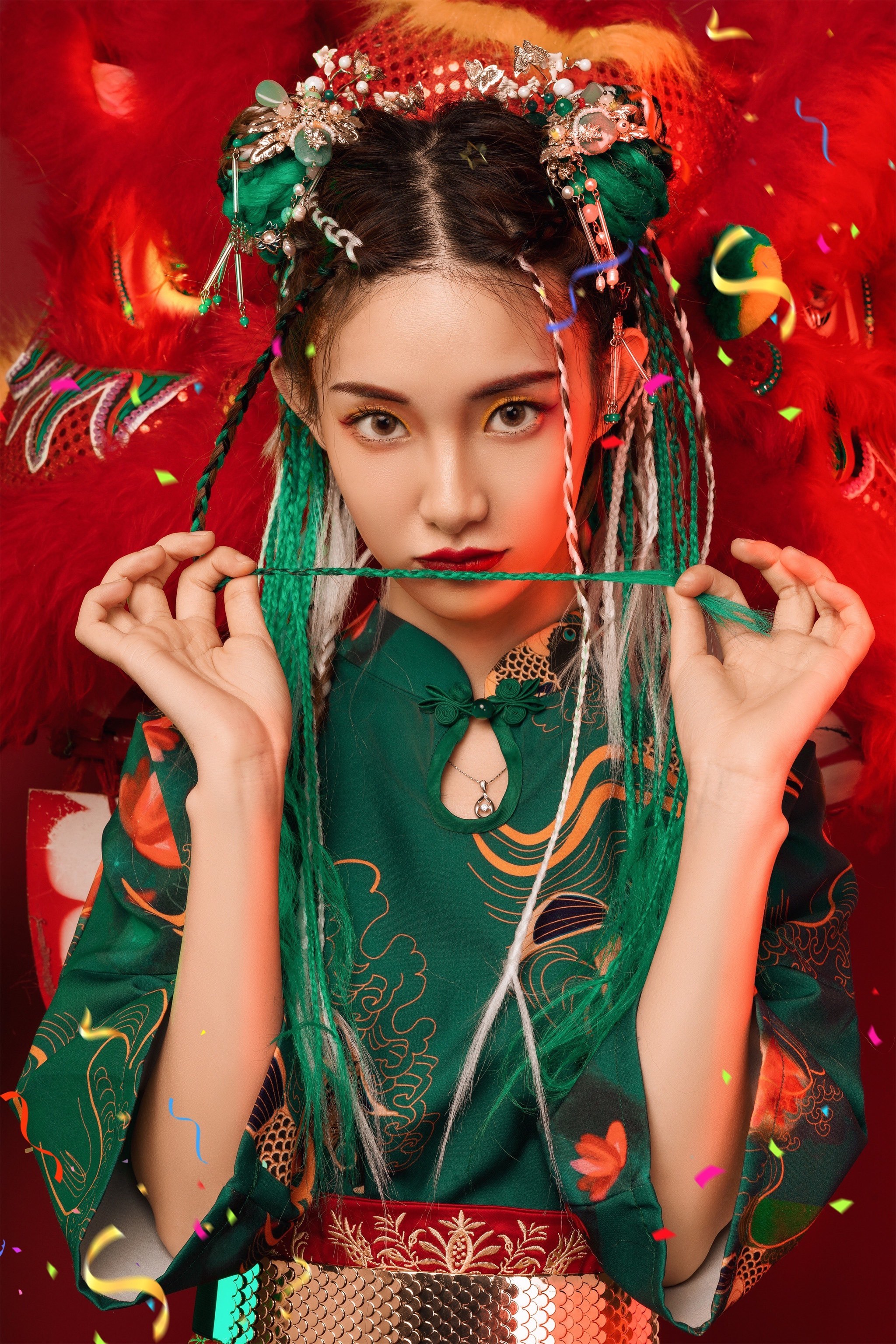 新年国潮写真🧨丨红绿锦鲤,开运连连