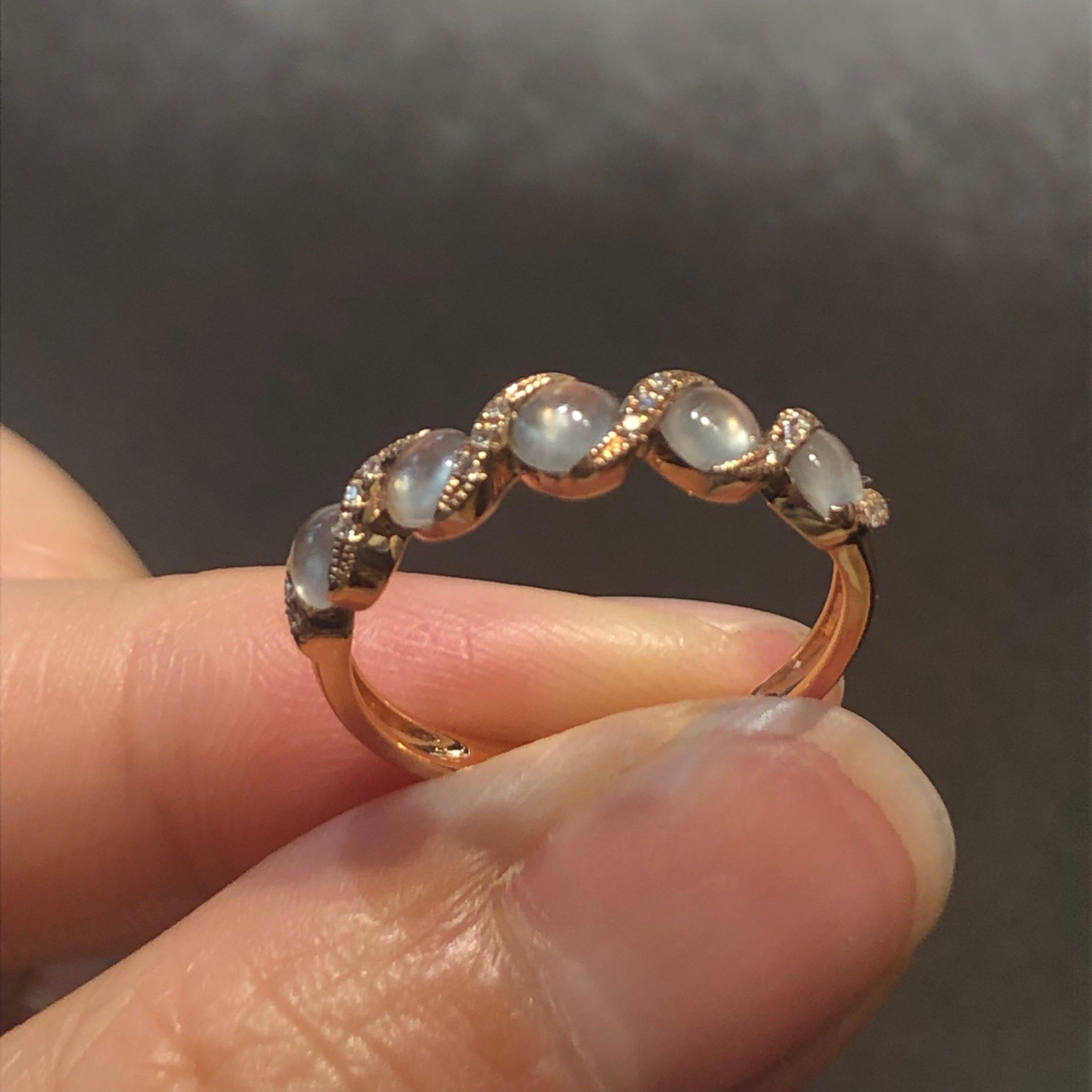 翡翠高冰种排戒 18k金镶嵌