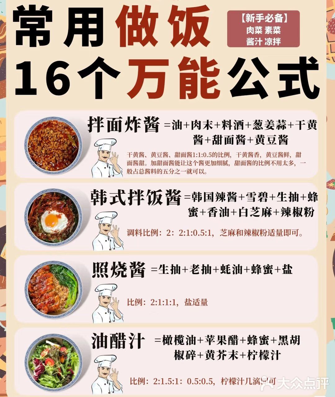 🔥16 个做饭万能公式㊙️附凉菜