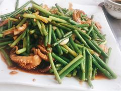 蒜薹炒八带-渔民船说·北塘海鲜·天津菜·海肠捞饭(北塘古镇店)
