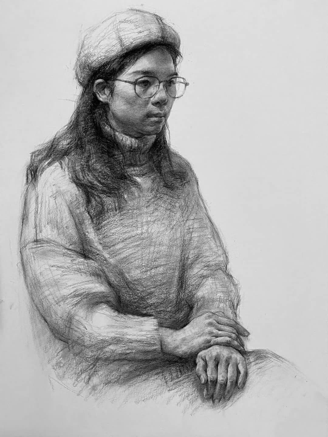 素描人物半身像是省联考经常会考的题材内容