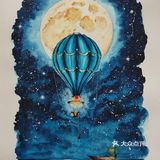 水彩🈷️夜的绘画，简直是美轮美奂💗💗