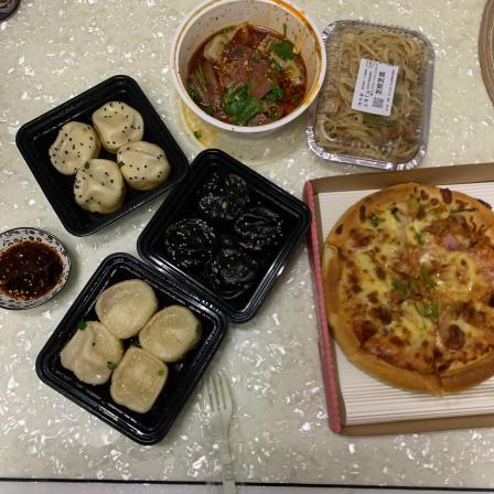 今日份晚餐03外卖01合集吾悦广场四楼植公子生煎推荐虾仁生煎不