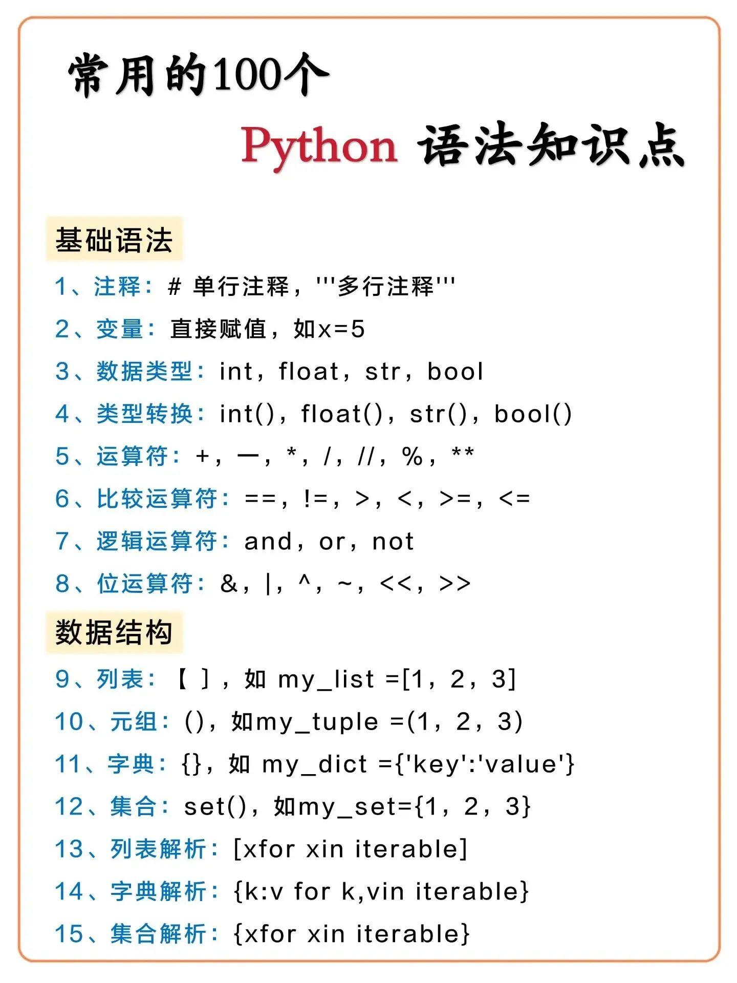 python初学编程必背