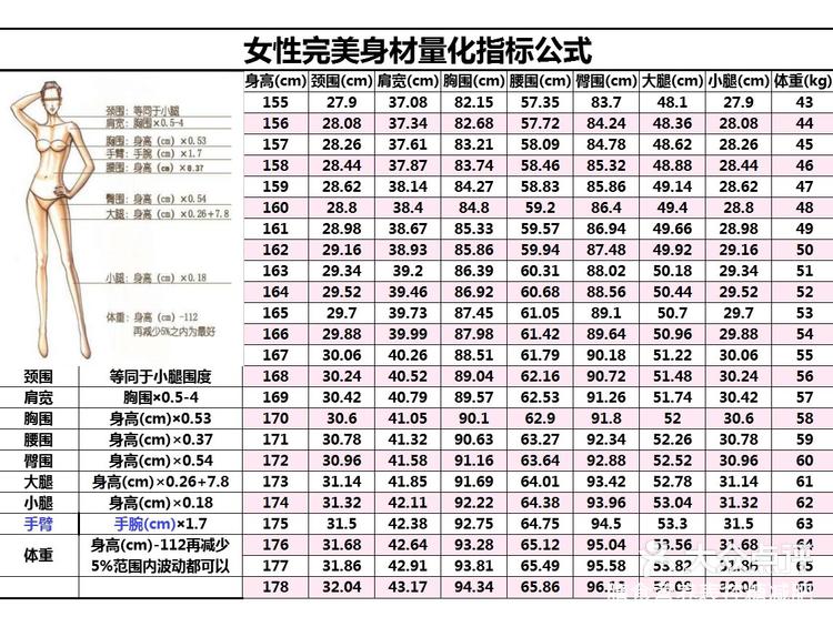 完美身材表图片