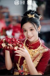 -金扣子旗袍新娘装订婚喜婆婆喜妈妈定制(宽厚里旗舰店)