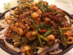 铁板鲜鱿肥肠-禾珍珠家常小馆(河南博物院店)