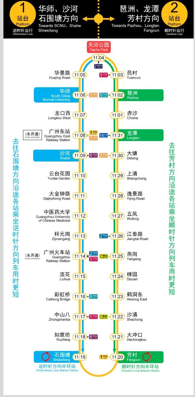 广州地铁11号线开通了.分内环,外环