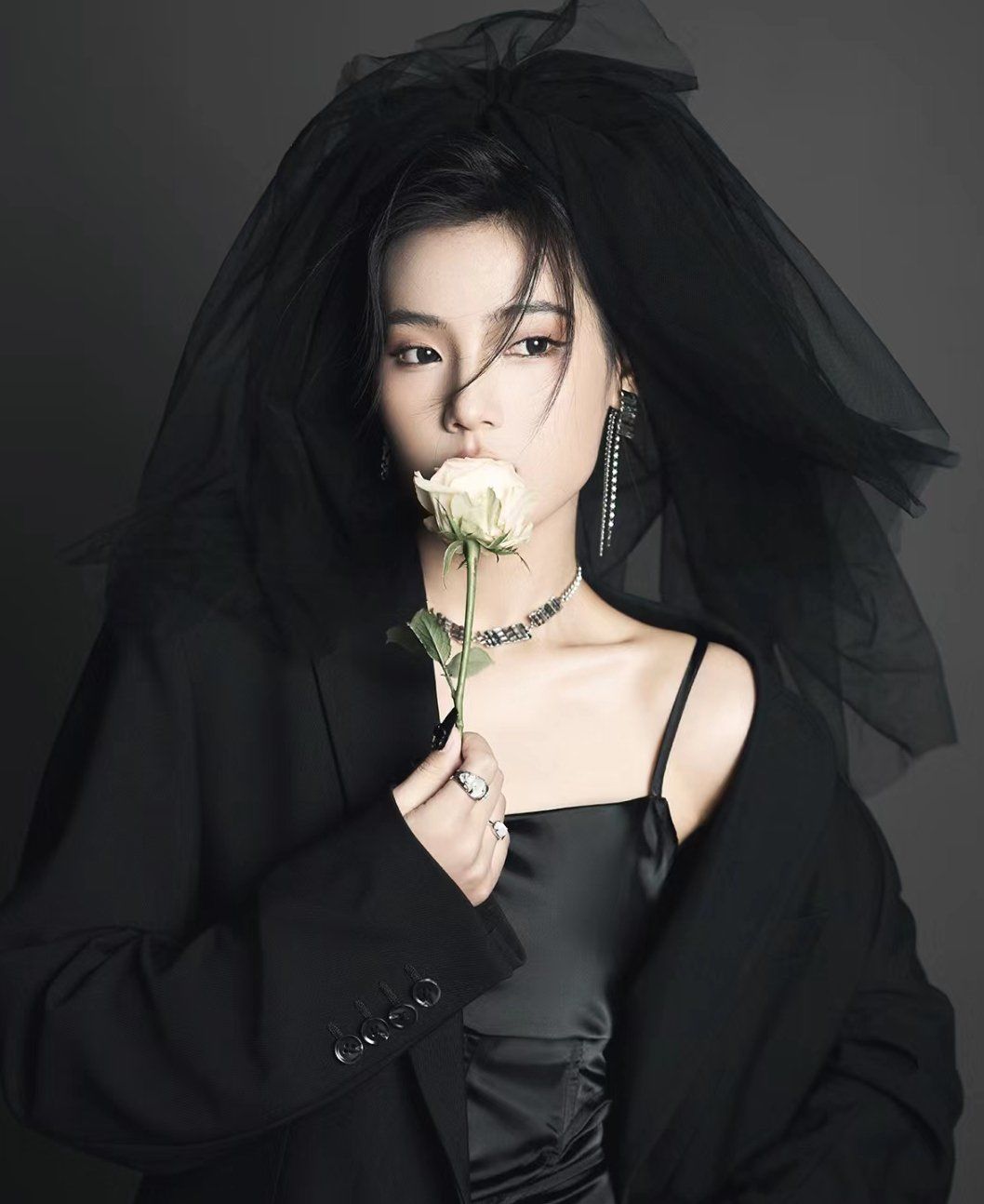 黑色头纱艺术照