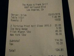 账单-Musso & Frank Grill
