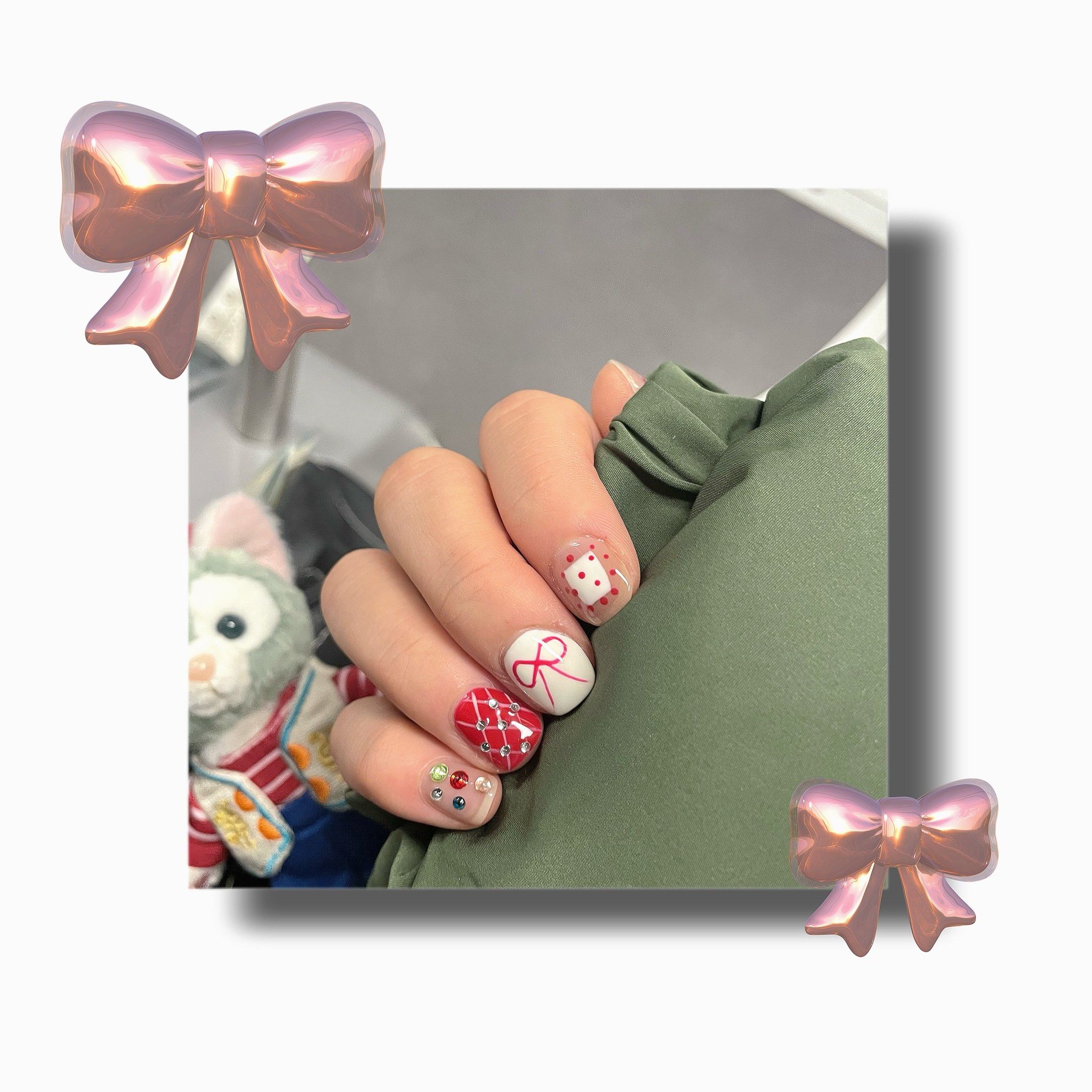冬季限定,蝴蝶结美甲96