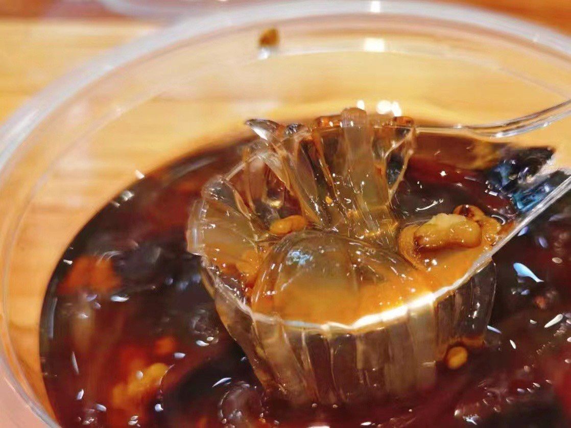 自制石花膏四果汤