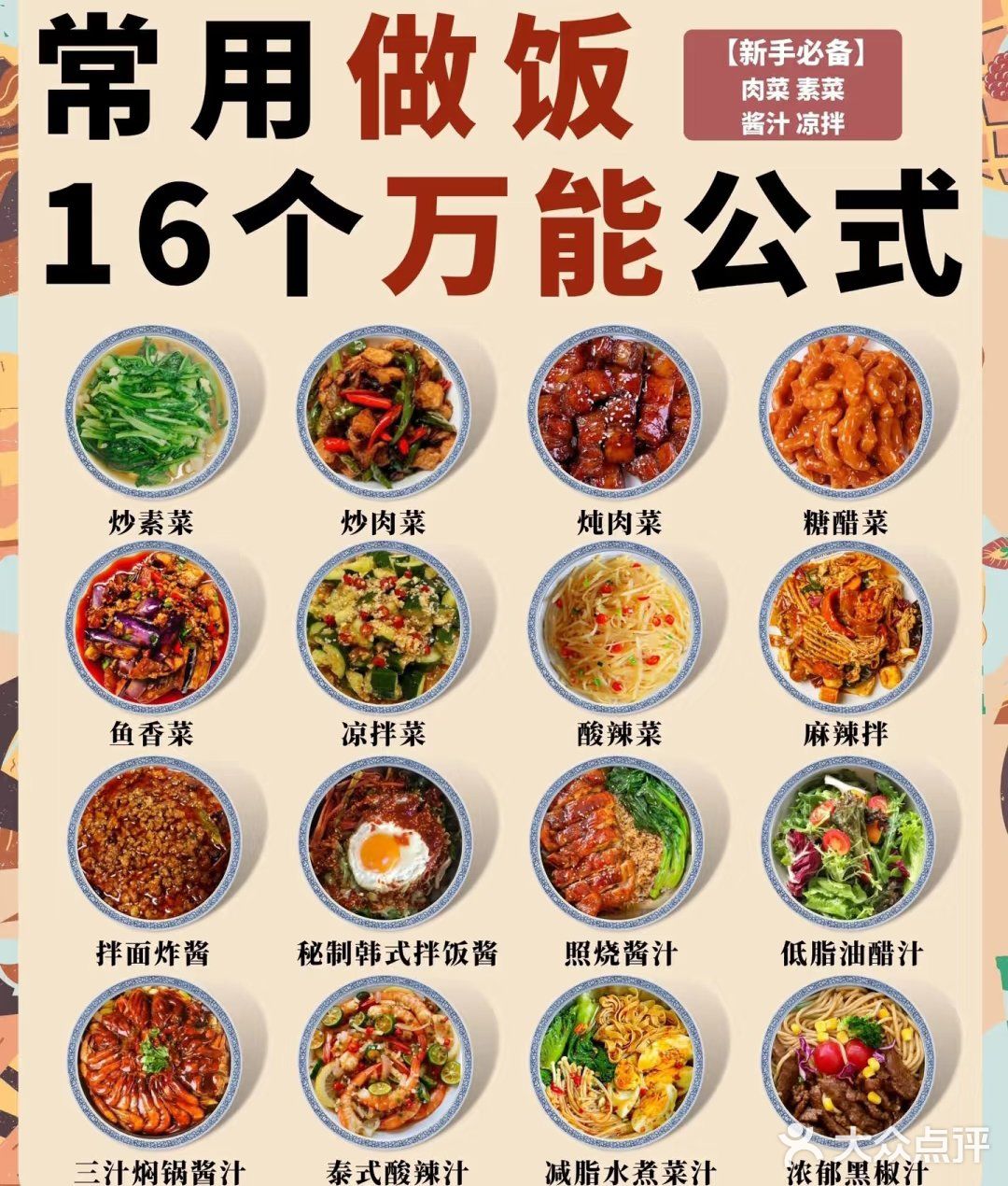 🔥16 个做饭万能公式㊙️附凉菜