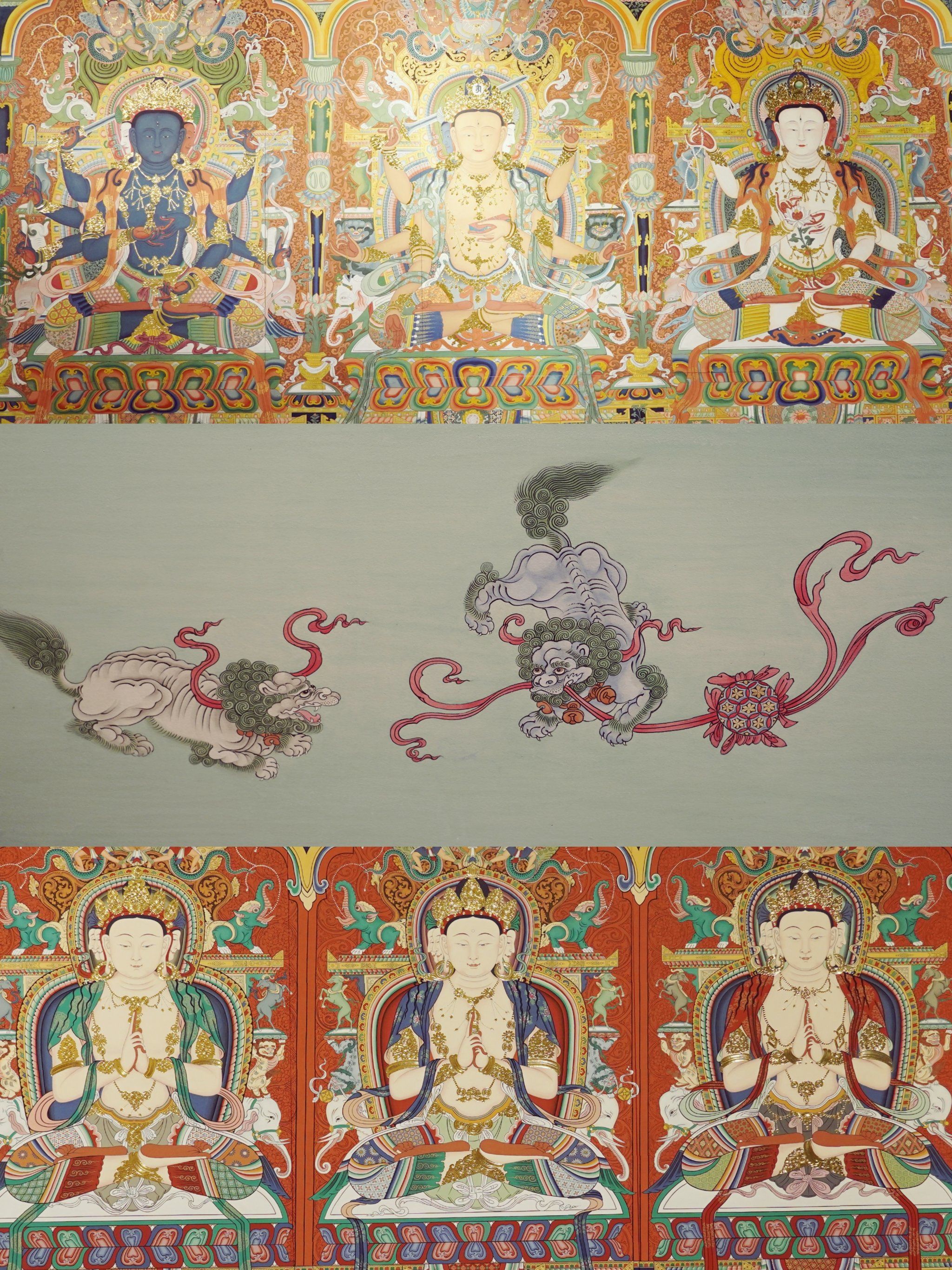 瞿昙寺现有壁画1338平方米,木板画454.4平方米