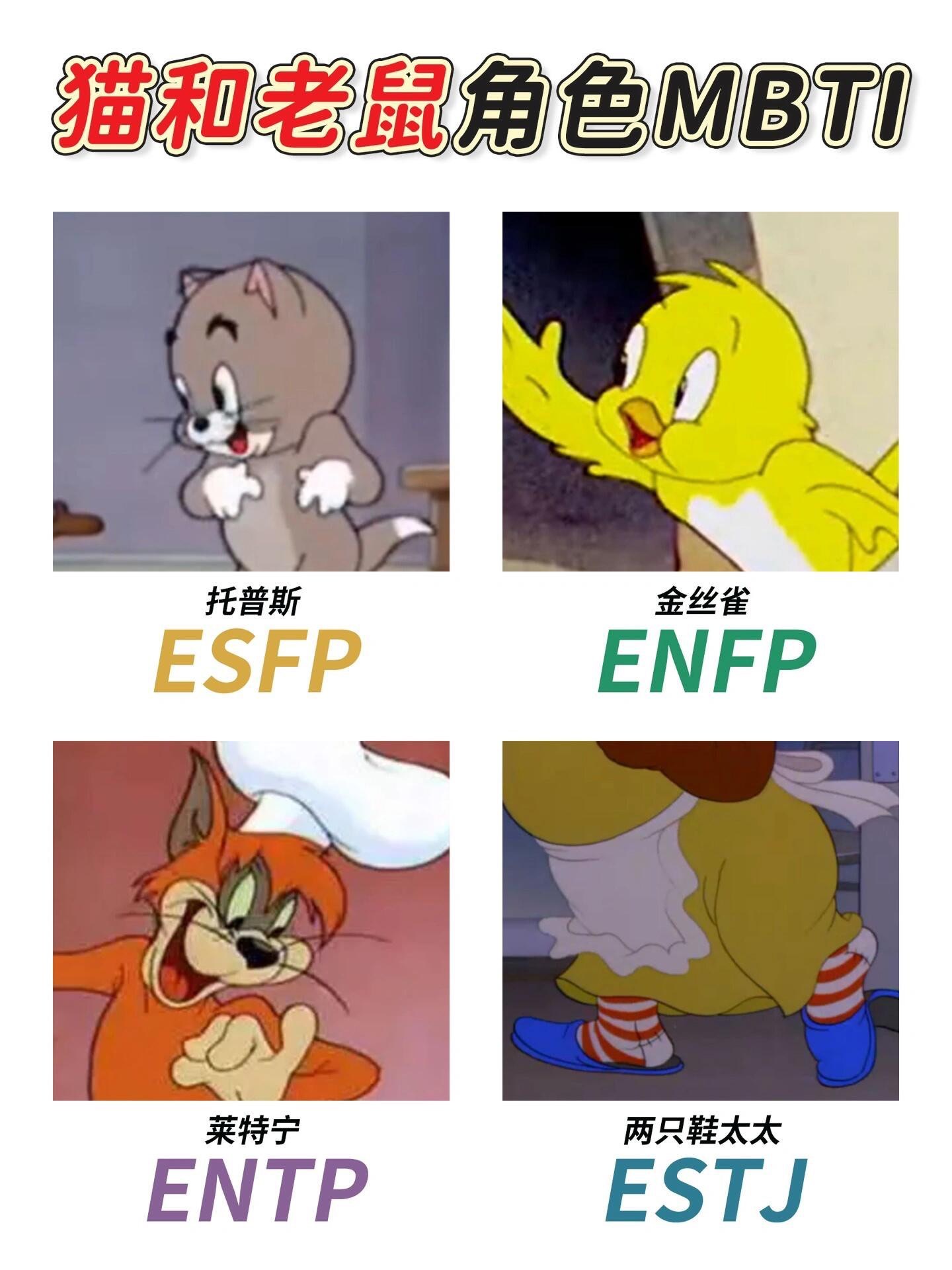 猫和老鼠里卡通人物的mbti