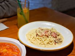 奶油蘑菇培根意面-秀儿家の小确幸花园西餐厅