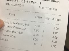 账单-新加坡Zam Zam餐馆