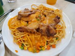 鸡扒焗意粉-喜莲咖啡