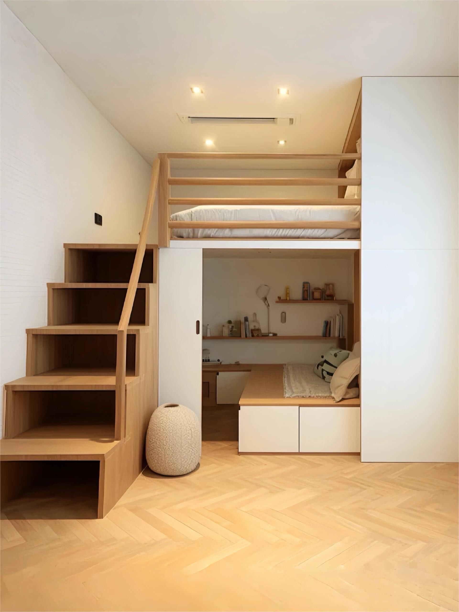 被7㎡次卧惊呆!地台床 书房收纳一整个all in