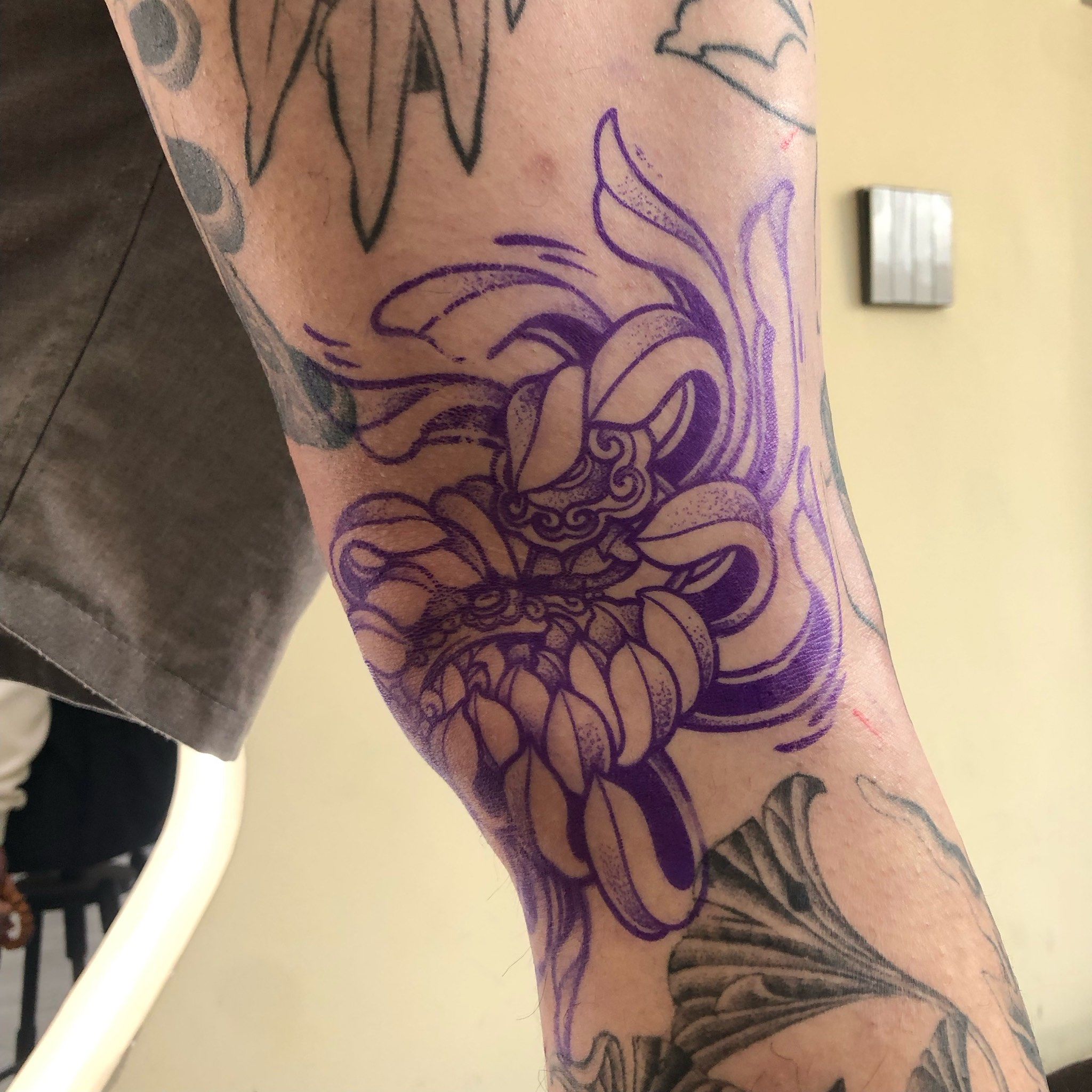 新传统菊花,你永远可以相信透气感十足雾面#新传统纹身 #原创手稿