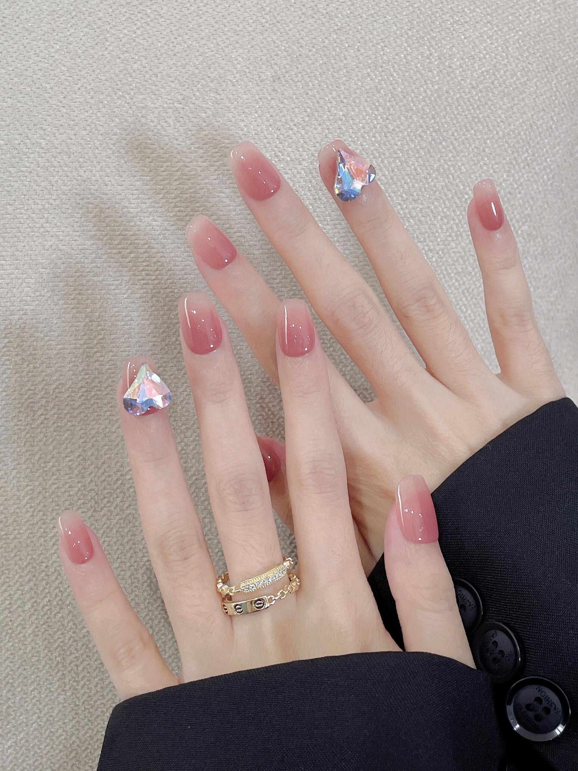 甜酷闪钻渐变美甲💅