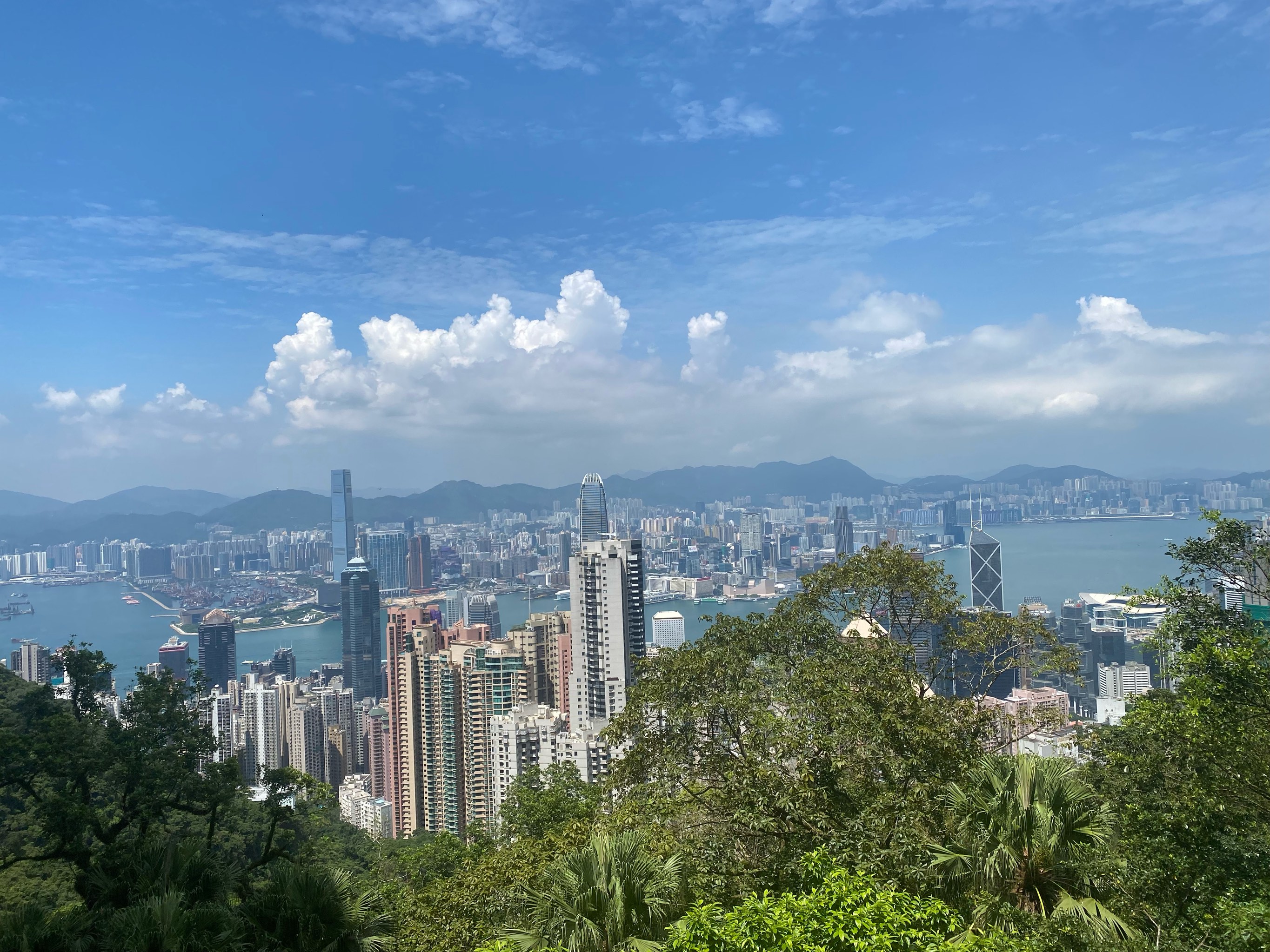 在太平山顶俯瞰香港的繁华