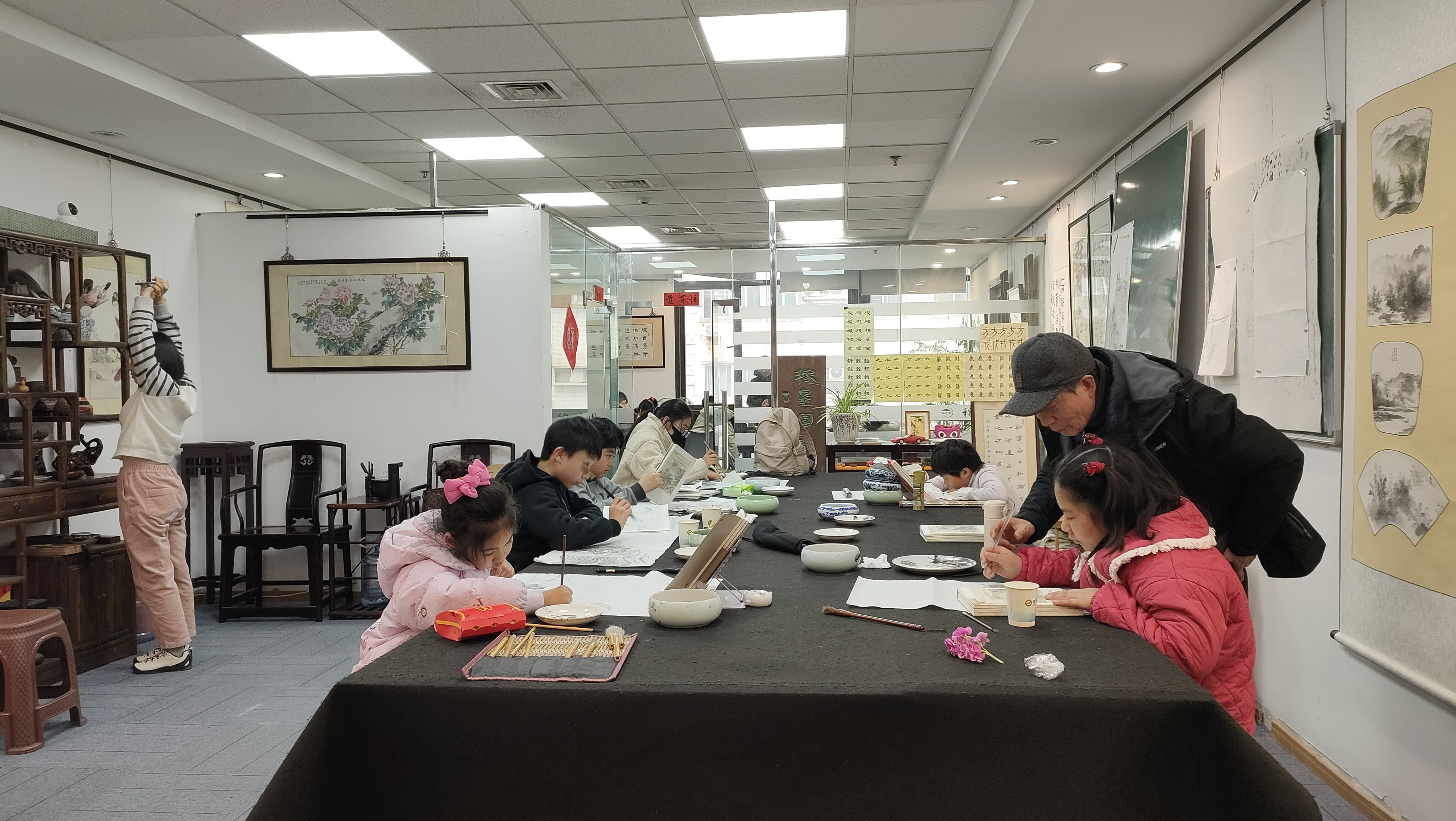 稼墨园孩子们的国画课堂练习