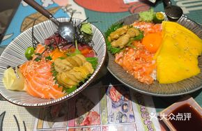 Salmon and Sweet Shrimp Rice Bowl