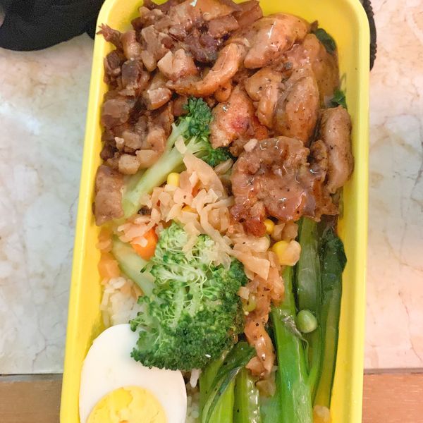 双拼卤肉鸡排饭