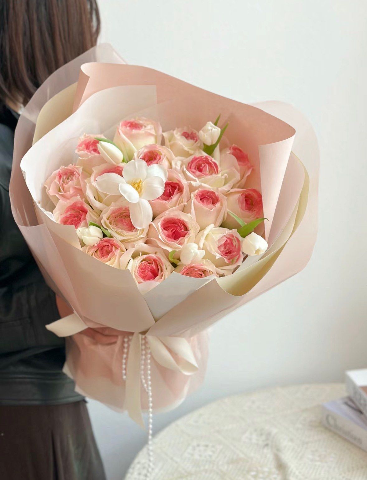 春日蜜桃郁金香花束