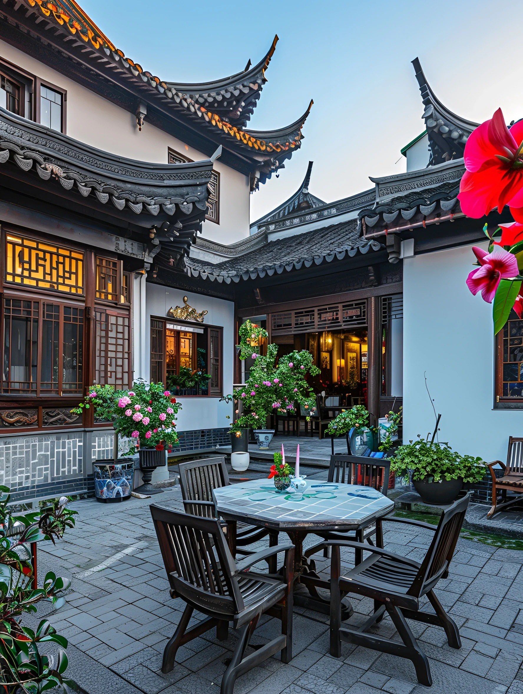 古色古香的庭院夜色