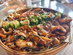 姜葱焖鸭嘴鱼-鲤鱼塘农家山庄