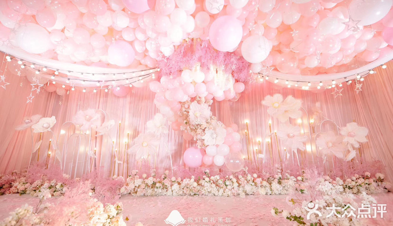 撩动少女心的粉色婚礼樱花等春天