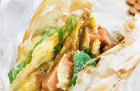 Pancake with Green Pepper, Egg, and Ham