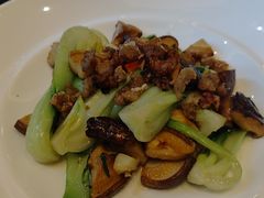 香菇油渣炒小唐菜-品珍中餐厅·南北融合特色菜(兰州富力万达文华酒店)