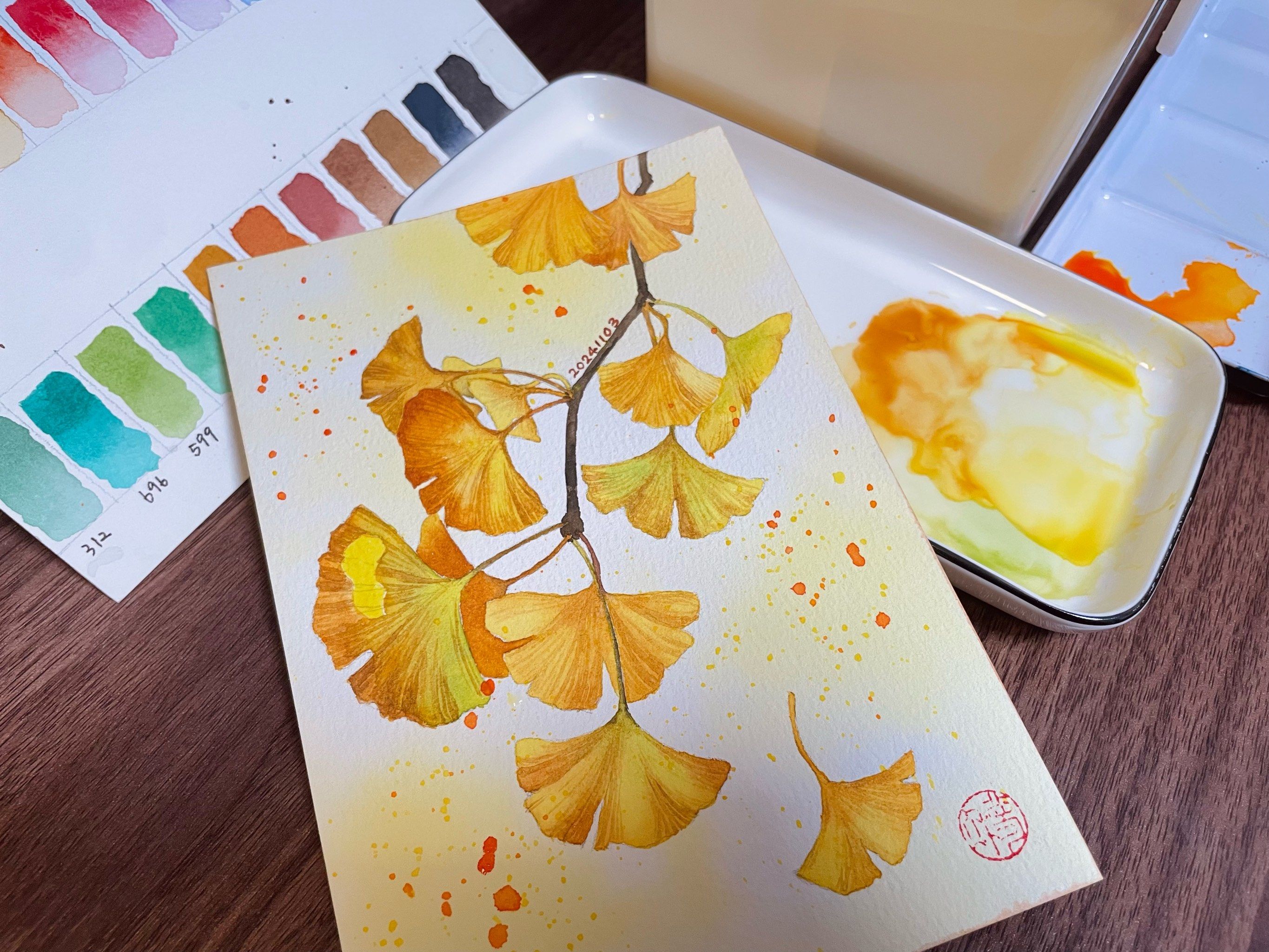 季即将进入黄金期
赶紧用画笔定格美好吧～

✅水彩银杏速涂