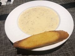 培根腿蓉粟米浓汤配奶香片-半秋山西餐厅(巴南万达广场店)